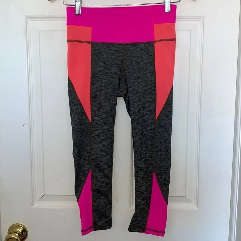 Athleta Chaturanga Colorblock Leggings Pink Gray Size XS
